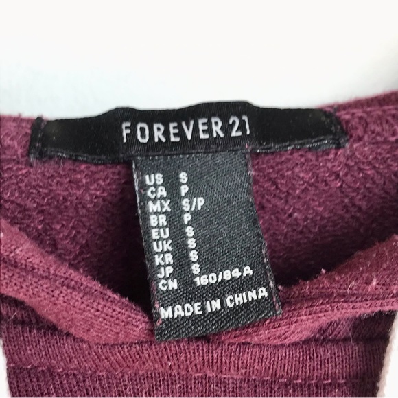 Forever 21 XXI Maroon Varsity Hoodie Sweatshirt Size S - Picture 6 of 6